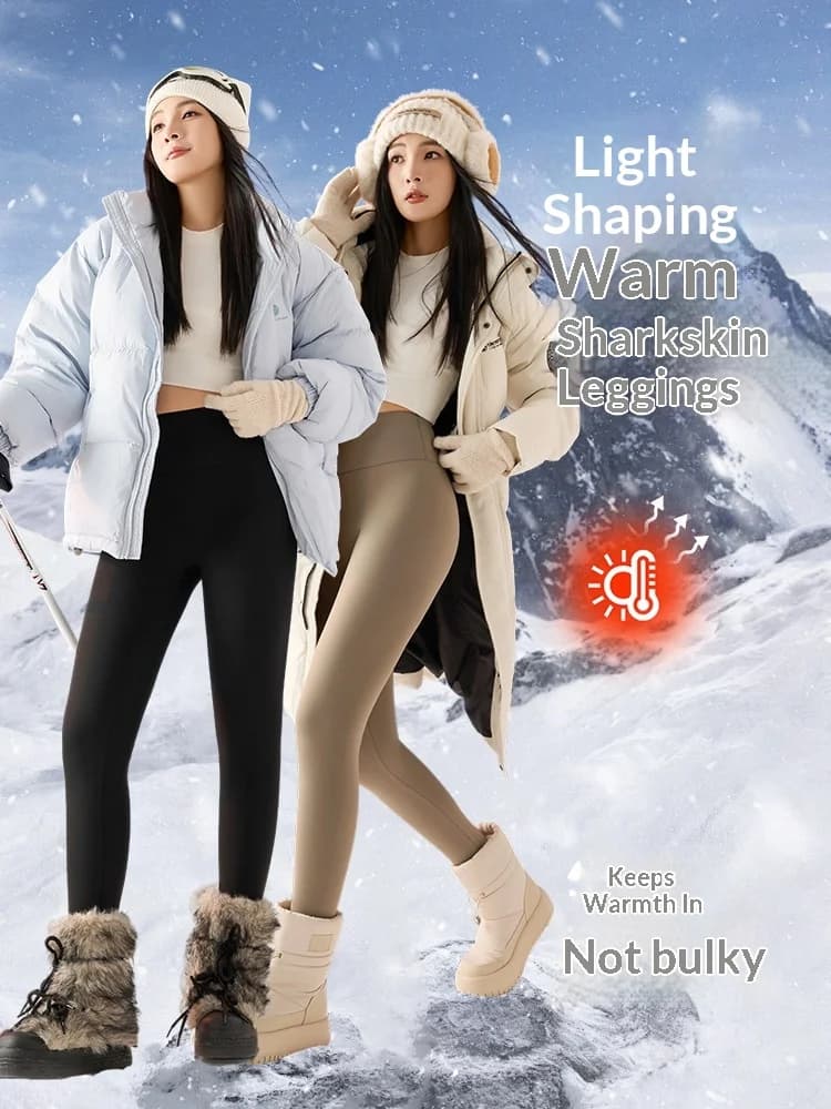 Elastic High Waist Tummy Control Sharkskin Leggings Women Winter Thick Warm Thermal Pants Female Solid Butt Lifting Yoga Pants