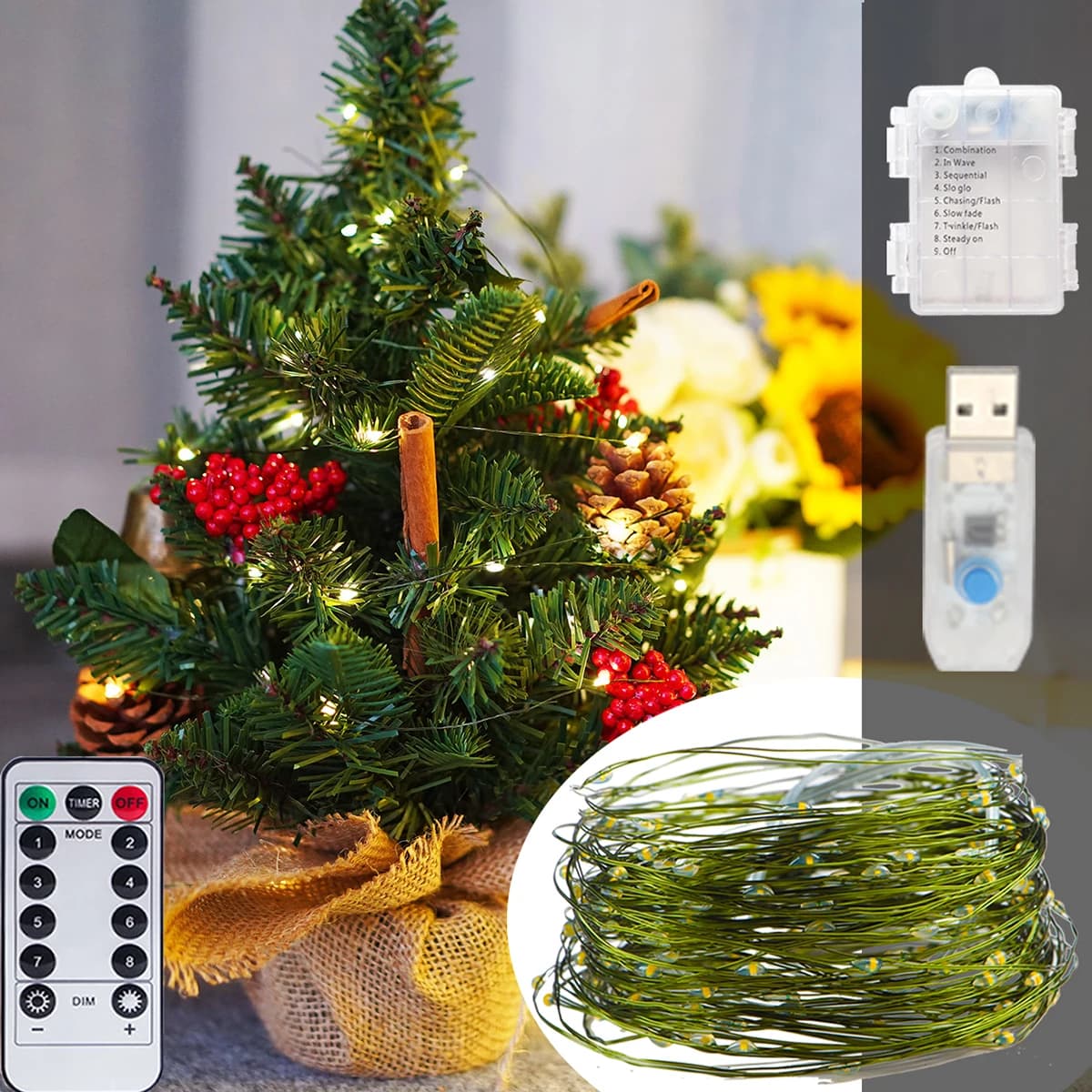 5M-30M LED String Fairy Lights USB/Battery Remote Copper Green Wire LED Lamps For Wedding Christmas Tree Garland Party Decor