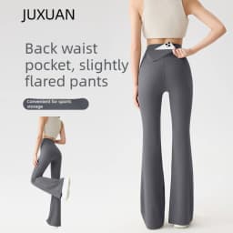 Women Bootcut Shark Yoga Flare Pants With Back Waist Pocket Fitness Workout Leggings Casual Sports Long Pants High Waist Trouser