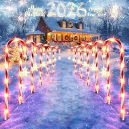 5PC/8PC One Set Of Waterproof Snowflake Cane Candy Lights, Solar Christmas Lights For Outdoor Garden Party Christmas Decoration