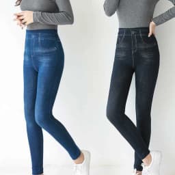 Imitation Denim Casual Long Leggings Dye High Waist Elastic All-match Sports Gym Pencil Pant For Women's Clothing Skinny Basic