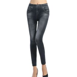 Imitation Denim Casual Long Leggings Dye High Waist Elastic All-match Sports Gym Pencil Pant For Women's Clothing Skinny Basic