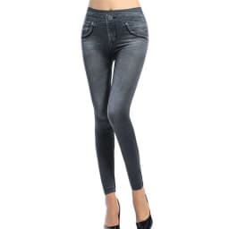 Imitation Denim Casual Long Leggings Dye High Waist Elastic All-match Sports Gym Pencil Pant For Women's Clothing Skinny Basic