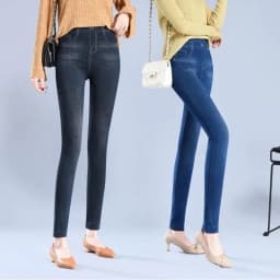 Imitation Denim Casual Long Leggings Dye High Waist Elastic All-match Sports Gym Pencil Pant For Women's Clothing Skinny Basic