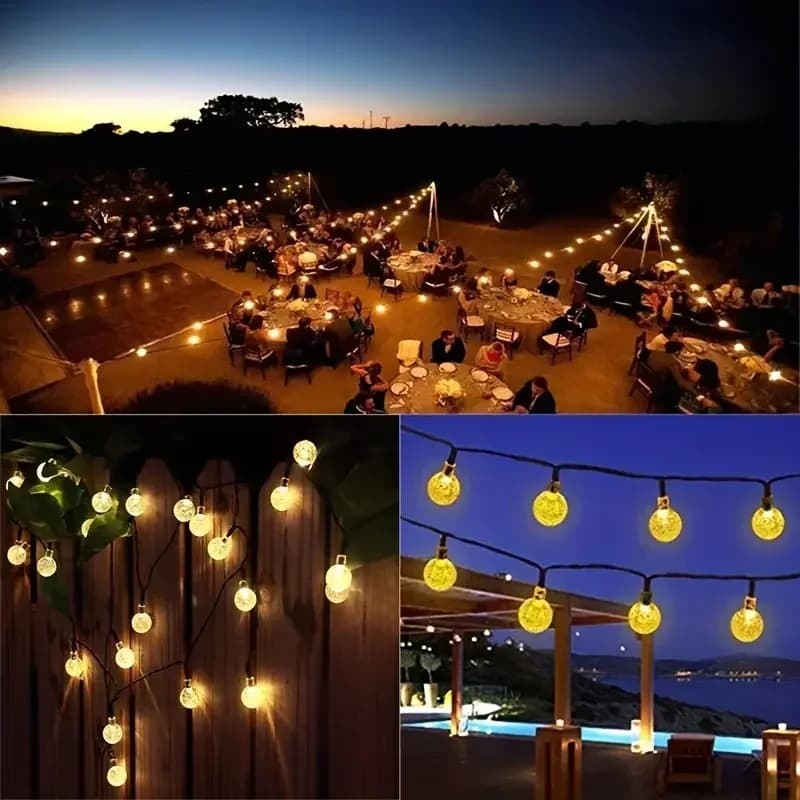 Solar Bubble Balls Lamp String Lights Outdoor Water Drops Outdoor Waterproof Orb Christmas Lights Patio Holiday Party