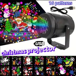 Christmas Projector Light 16 Patterns Rotating LED Projection Lamp Santa Snowflake Pattern Holiday Projector for Xmas Home Party