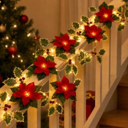 1pc 10/20 LED Christmas Artificial Flower and Red Berry String Light Battery Powered Fairy Lamp For Home Bedroom Christmas Decor