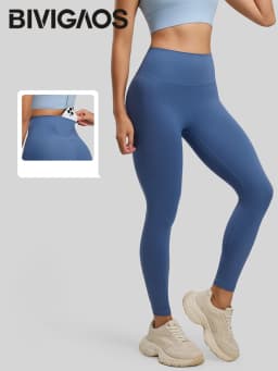 BIVIGAOS Spring Summer New Nylon Naked Feeling Yoga Pants Women High Waist Elastic Seamless Back Pocket Sports Fitness Leggings