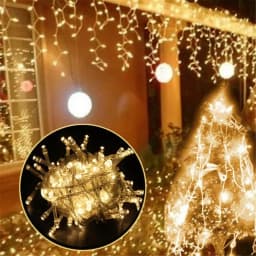 Holiday Icicle String Lights 3.2M 8 Modes Garden Yard Patio Window Roof Eaves Decor Warm White Multicolor Christmas Party Home