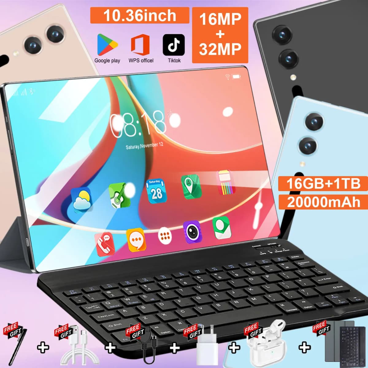 2026 Original Tablet Android13 10.36 Inch HD 16GB+1TB 20000mAh 14 core 5G Dual SIM Bluetooth WiFi GPS Tables