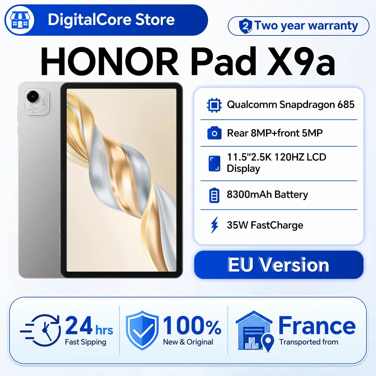 HONOR Pad X9a 11.5-inch LCD Display 120Hz Refresh Rate 1.07B Colors 400nit Brightness, Snapdragon 685 WIFI Octa-Core, 8300mAh