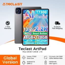 Teclast ArtPad 13.2-inch 2.2K TDDI Tablets PC Max.48GB RAM 128GB ROM Android 16 Tablets T7300 8 Core 10000mAh 18W Fast Charge