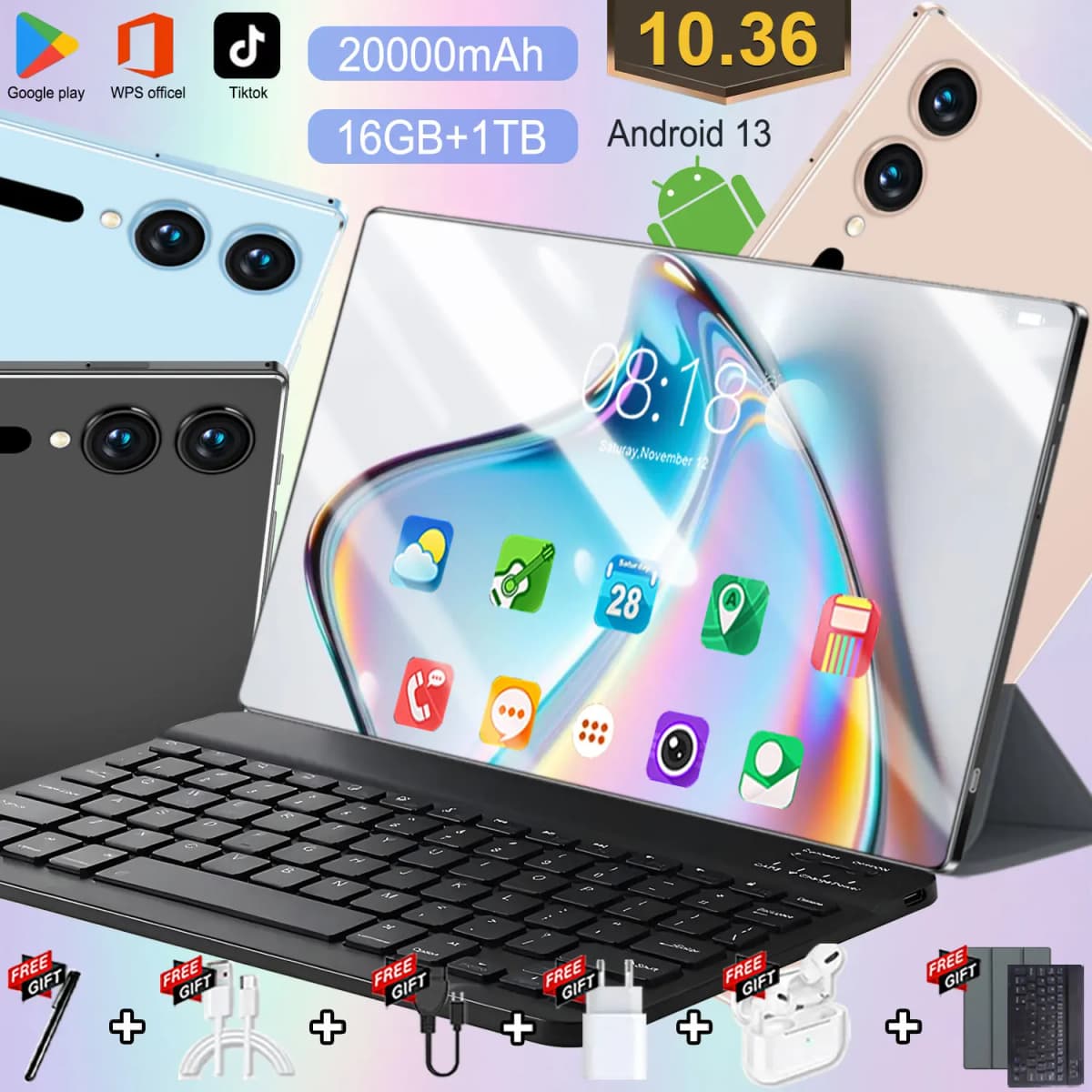 16GB+1TB 2026 Original Tablet Android13 10.36 Inch HD 20000mAh 14 core 5G Dual SIM Bluetooth WiFi GPS Tables