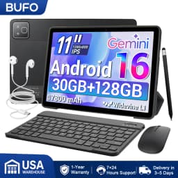 BUFO K6L 10.95 Inch Android 16 Tablet Bundle 30GB(3+27) RAM 128GB ROM A333 5-Core Processor 1280*800 IPS Screen 7800mAh Battery 5MP+8MP Camera Expandable 1TB TF With Keyboard Case Stylus Mouse Earphone Full Productivity Suite Tablet PC