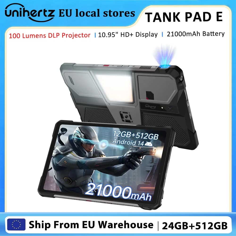 Unihertz TANK PAD E 8849 Tablet Rugged Projector Tablet Android 512GB 120Hz 24GB Smartphone Pad 10.95 inch 21000mAh 50MP 2025