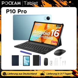 POCKAM P10 Pro Smart Tablet 10.1'' Tablet with 8800mAh Battery, 48GB RAM (8GB+40GB), 128GB ROM, Gemini AI, Android 16, and Widevine L1 support