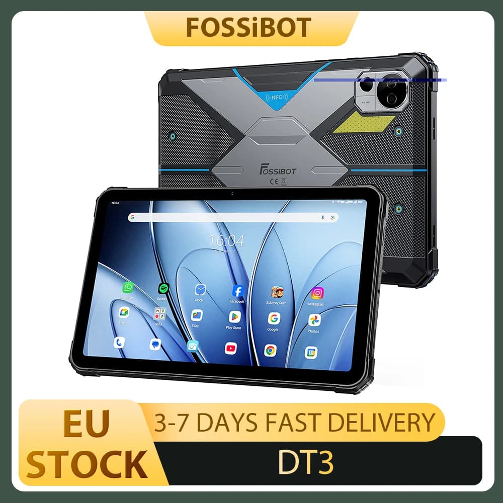 Fossibot Dt3 5g Rugged Tablet, Android 15, 10.4" Display, 12Gb Ram 256Gb Rom, Wifi 6, 66W Fast Charge, 64Mp+32Mp Camera, Nfc
