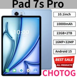 CHOTOG Pad 7s Pro 5G Dual SIM Card Tablet 10000mAh Tab PC 10.1inch Tablets 22GB+2TB Tablet Android 15 For Children's Kids Tab