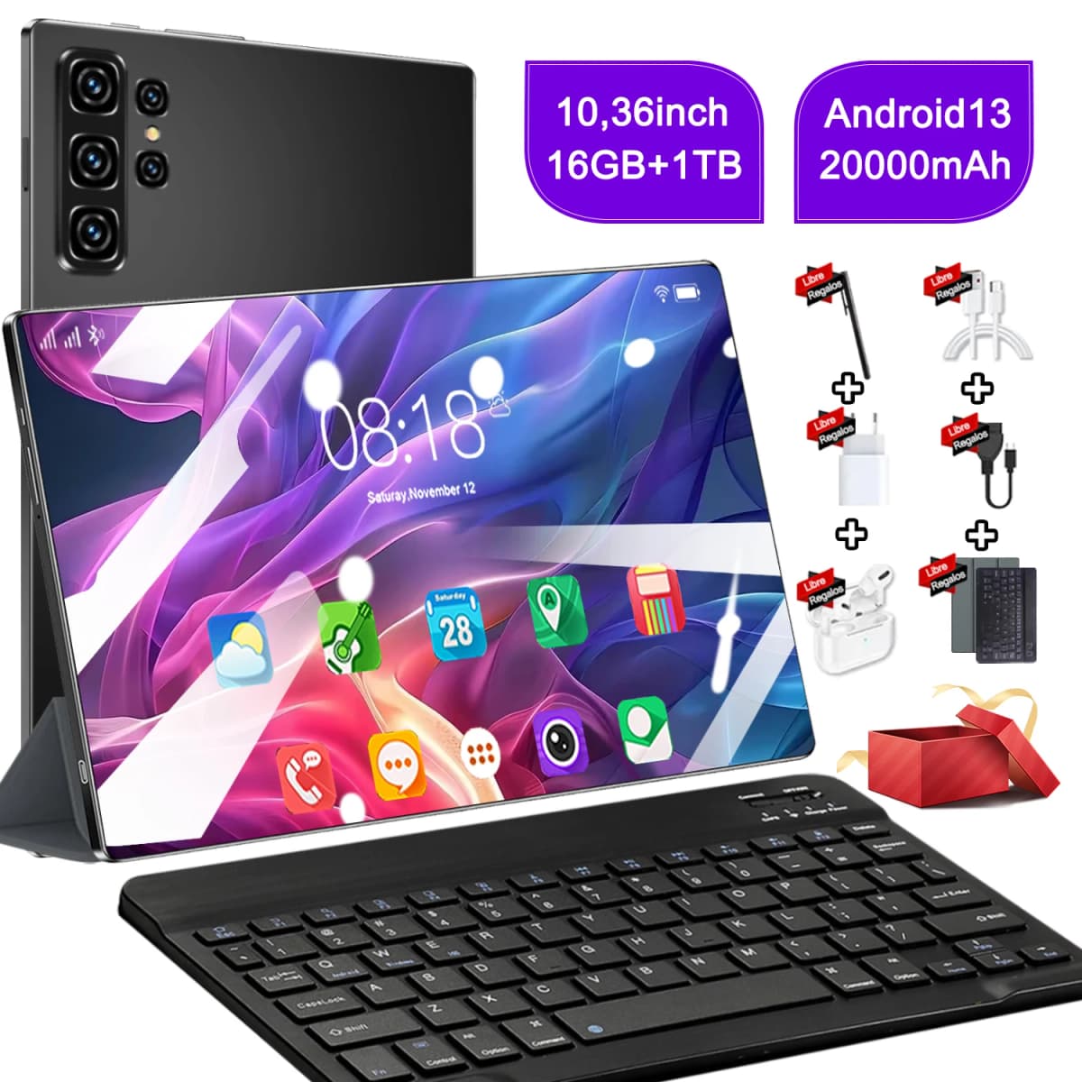 2026 Original Tablet Android13 10.36 Inch HD 16GB+1TB 12000mAh 14 core 5G Dual SIM Bluetooth WiFi GPS Tables