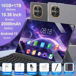 16MP+32MP Dual Camera Tablet Android 13 16GB RAM 1TB ROM 20000mAh Battery 5G WiFi Portable Device for Media Browsing Student Learning Everyday Use Nice Present