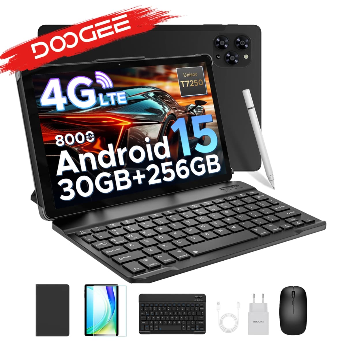 DOOGEE Tab G6 2 in 1 Tablet PC 4G LTE 11 Inch Android 15 30GB RAM(6+24) 256GB ROM 8000mAh Battery Support Widevine L1 Tablet PC