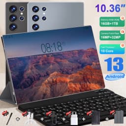 10.36 Inch Android Tablet 16GB RAM 1TB ROM Android 13.0 20000mAh 14 Core 5G Network Dual SIM GPS Bluetooth Tablet PC With Keyboard For Office Study Entertainment