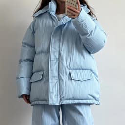 Bornladies Women's Striped Hooded Cotton Jacket Loose Winter Warm Casual Street Style Women's Windproof Winter Cotton Jacket