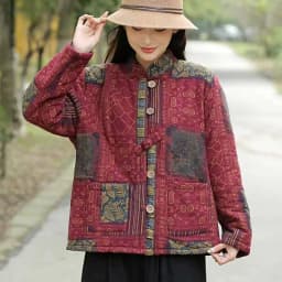 Hot Autumn Winter Arts Style Women Long Sleeve Vintage Short Coat Patchwork Cotton M-5XL Linen Single Breasted Thicken Jackets