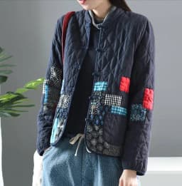 Hot Autumn Winter Arts Style Women Long Sleeve Vintage Short Coat Patchwork Cotton M-5XL Linen Single Breasted Thicken Jackets
