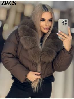 Warm Fur Collar Cotton Coats Women's Green Lapel Zipper Full Sleeve Padded Jacket Overcoat 2026 Winter New Lady Loose Streetwear