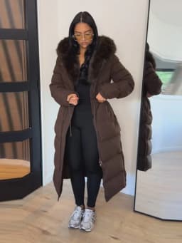 Women Long Puffer Coat Faux Fur Hood Drawstring Waist Zip Up Button Thick Warm Maxi Padded Jacket 2026 Winter Chic Casual Outfit