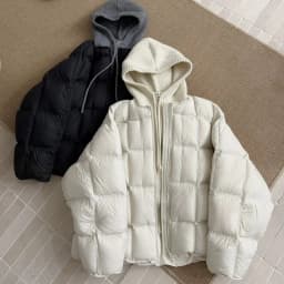 Knitted Hooded Puff Cotton-padded Jacket Women Parkas 2026 New Fake Two Pieces Loose Warm Thicke Cotton Clothes Female Outerwear