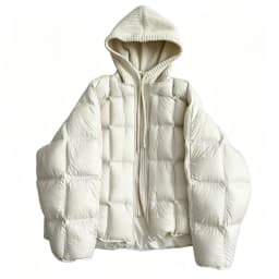Knitted Hooded Puff Cotton-padded Jacket Women Parkas 2026 New Fake Two Pieces Loose Warm Thicke Cotton Clothes Female Outerwear