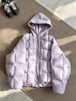 Knitted Hooded Puff Cotton-padded Jacket Women Parkas 2026 New Fake Two Pieces Loose Warm Thicke Cotton Clothes Female Outerwear