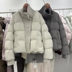 Winter Knitted Splicing Cotton Jacket For Women Korean Fashion Single Breasted Thicken Coat Casual Simple Female Warm Overcoat
