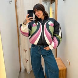 Casual Printed Women's Cotton Coats Zippers Stand Collar Thicken Loose Lady Short Coats 2026 Autumn Winter Fashion Female Top