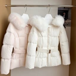 Winter Women's Faux Fur Collar Hooded Parkas Fashion Belt Thick Padded Cotton Jacket Women Slim Fit Solid Zipper Puffer Jackets