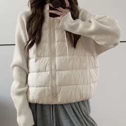 Matakawa Knitted Patchwork Autumn Winter Jackets for Women Light Weight Short Parkas Coats Korean Fashion Solid Chaquetas