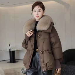 Winter New 2025 Down Cotton Jacket Short Parka Coat Western Korean Version Loose Cotton Jacket Big Fur Collar Thick Overcoat