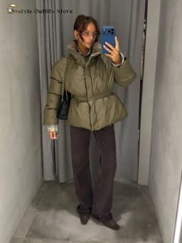 Fashion Glossy Padded Jackets Women's Drawstring Zipper Stand Collar Thicken Coats 2026 New Ladies Winter Solid Color Outwear