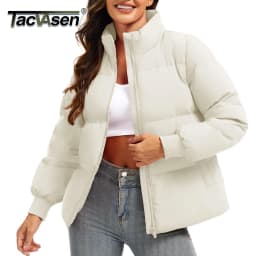 TACVASEN Womens Winter Padded Quilted Duck Down Coat Waterproof Warm Zip Up Daily Jacket Windproof Stand Collar Casual Jacket