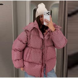 Casual Women's Printed Hooded Cotton Padded Coat Loose Long Detachable Sleeve Zipper Buttons Coats 2026 Winter Lady Warm Jacket