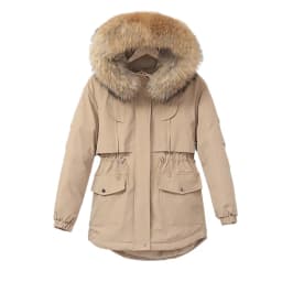 Women Hooded Parkas Coats Mid Lenth Jackets Oversize Solid Fur Collar Zipper Drawstring Loose Elegant Casual 2025 Autumn Winter