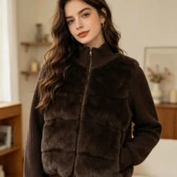 Women Winter Knitted Splicing Imitation Mink Cotton Padded Jacket 2026 New Warm Small Fragrance Jacket Female Parkas Outerwear