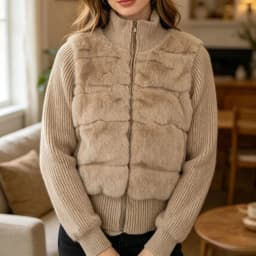 Women Winter Knitted Splicing Imitation Mink Cotton Padded Jacket 2026 New Warm Small Fragrance Jacket Female Parkas Outerwear