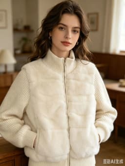 Women Winter Knitted Splicing Imitation Mink Cotton Padded Jacket 2026 New Warm Small Fragrance Jacket Female Parkas Outerwear