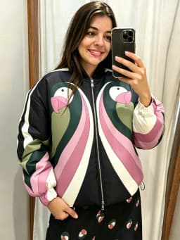 Fashion Printed Women's Cotton Coat Zipper Stand Collar Thicken Loose Lady Short Jackets 2026 Autumn Winter Female Chic Tops
