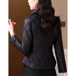 2025 Women Thin Parkas Coat Korean Female Long Sleeves Cotton Padded Jacket Winter Ladies Double-breasted Collar Puffer Outwear