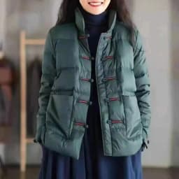 Chinese retro women down cotton jacket Vintage Single-breasted Quilted Coat stand collar Lightweight Parka Windproof outwear