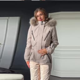 Hooded Women Ski Suit One Piece Ski Suit With Large Fur Collar Waist Cinch Ski Suit With Belt Winter Outdoor Wear 2026